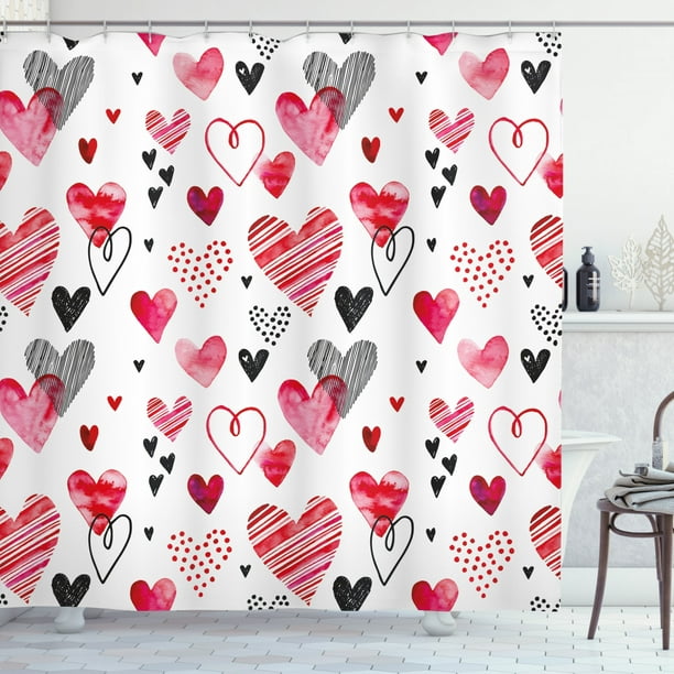 Pair Heart Door Hangers Pink Flowers & Stripes Linen Blend Fabric